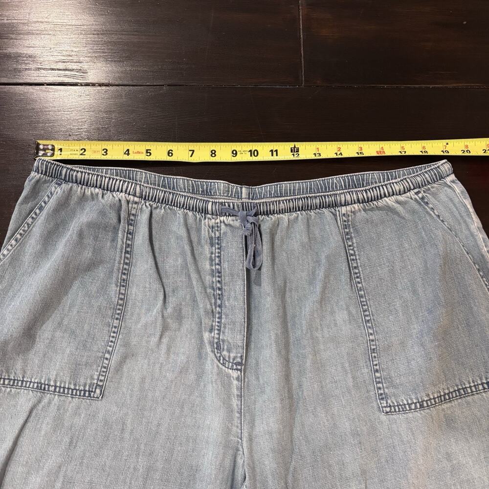 L.L. Bean Light Chambray Wide leg Cropped Pants Plus Size 1X Granola Minimalist - Picture 6 of 6